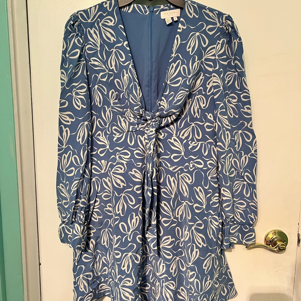 Ted Baker floral long sleeve light blue Heidiee dress